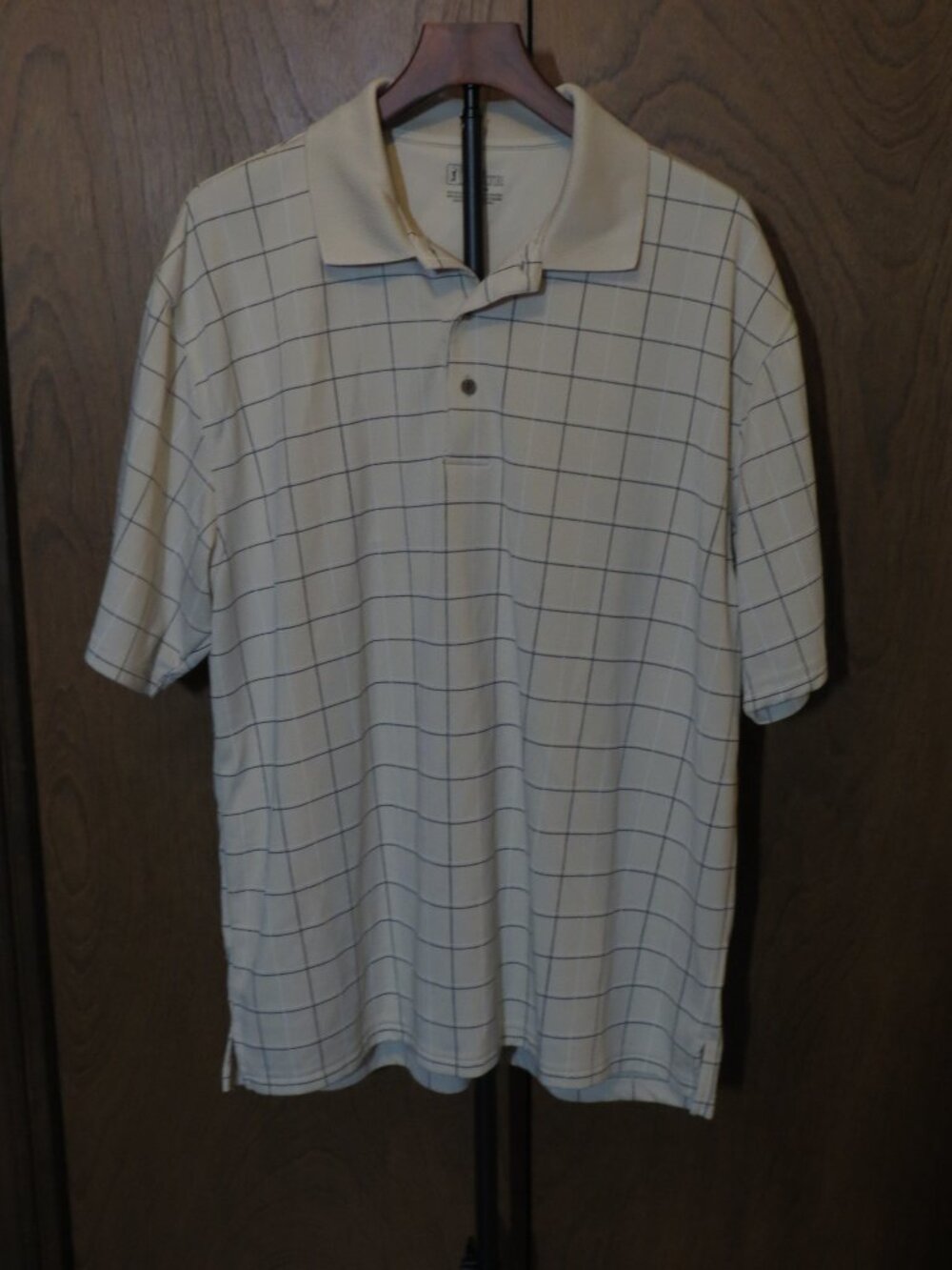 PGA Tour XL Shirt Tan White Black Checked
